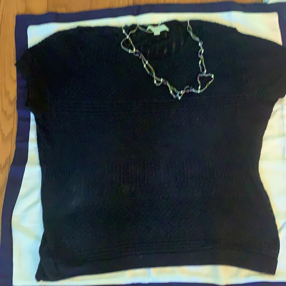 NWOT LOFT SS navy cable knit sweaterXL